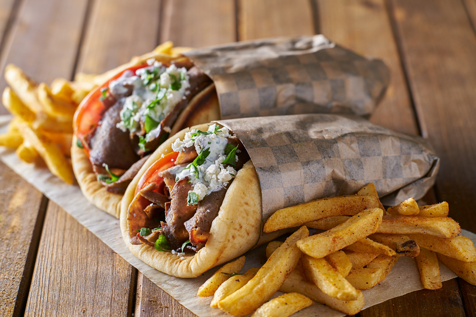 Tasty Greek Gyros With Fries