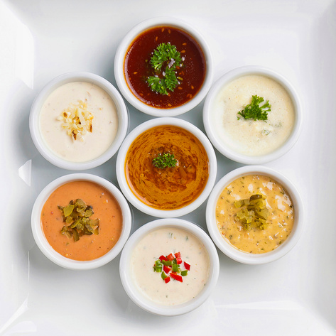 several sauce with different sauces